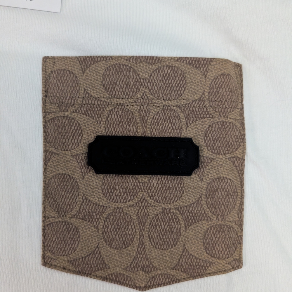 Coach Essen T-Shirt White Signature Canvas Pocket XXL NWT Organic Cotton C9148 - Picture 3 of 6